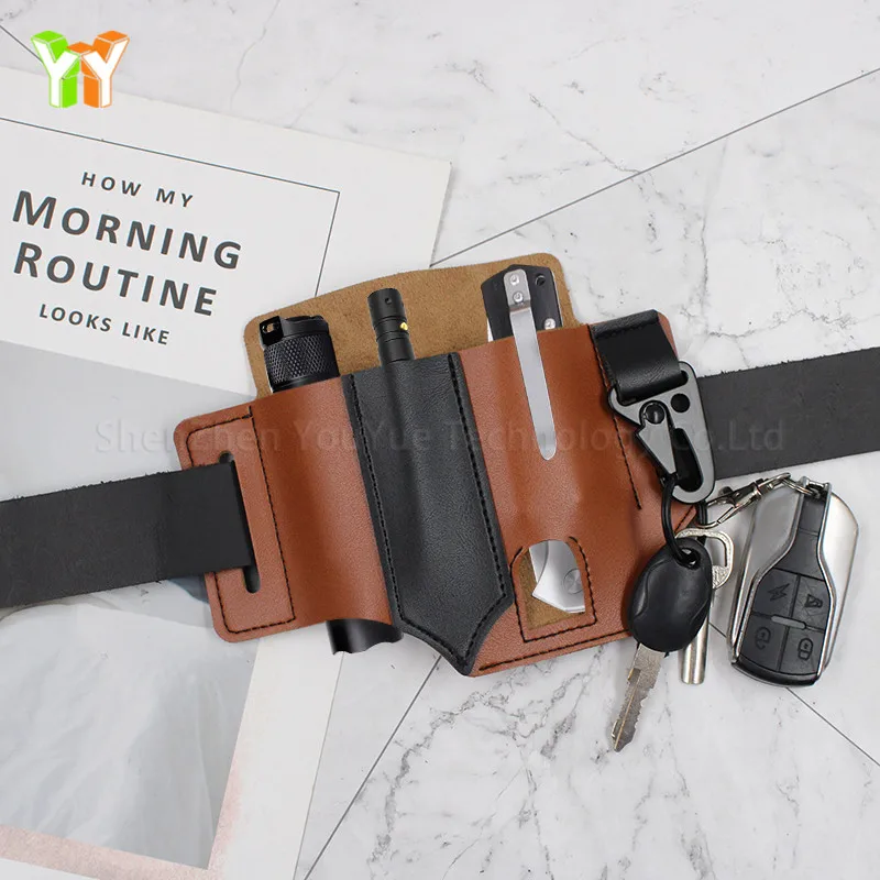 タクティカルレザーツールシース 2ポケット マルチツールホルダー EDC