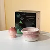 FJT Bow Knot Bowl Stand Kiln เปลี่ยนกล่องของขวัญสีม่วงสีดำ