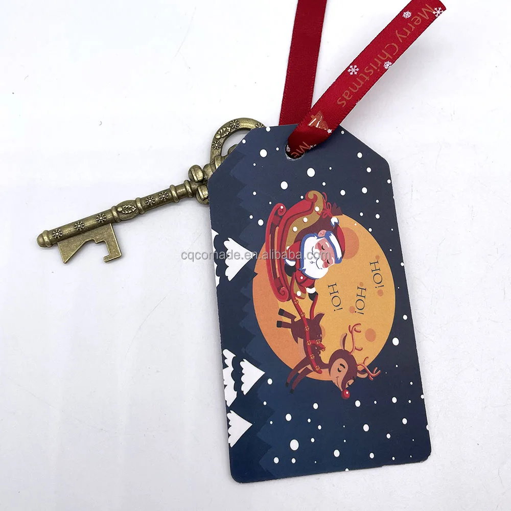 READY for SHIP Old Metal Santa's Magic Keys with Red Gift Box Christmas Gift Santa Key