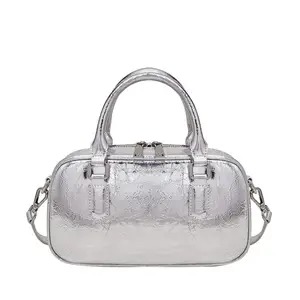 Manufacturer Luxury Cowhide Leather Shoulder Bag Customized Fashion Women's Bag Own Brand Silver Ladies Handbag Crossbody Bag