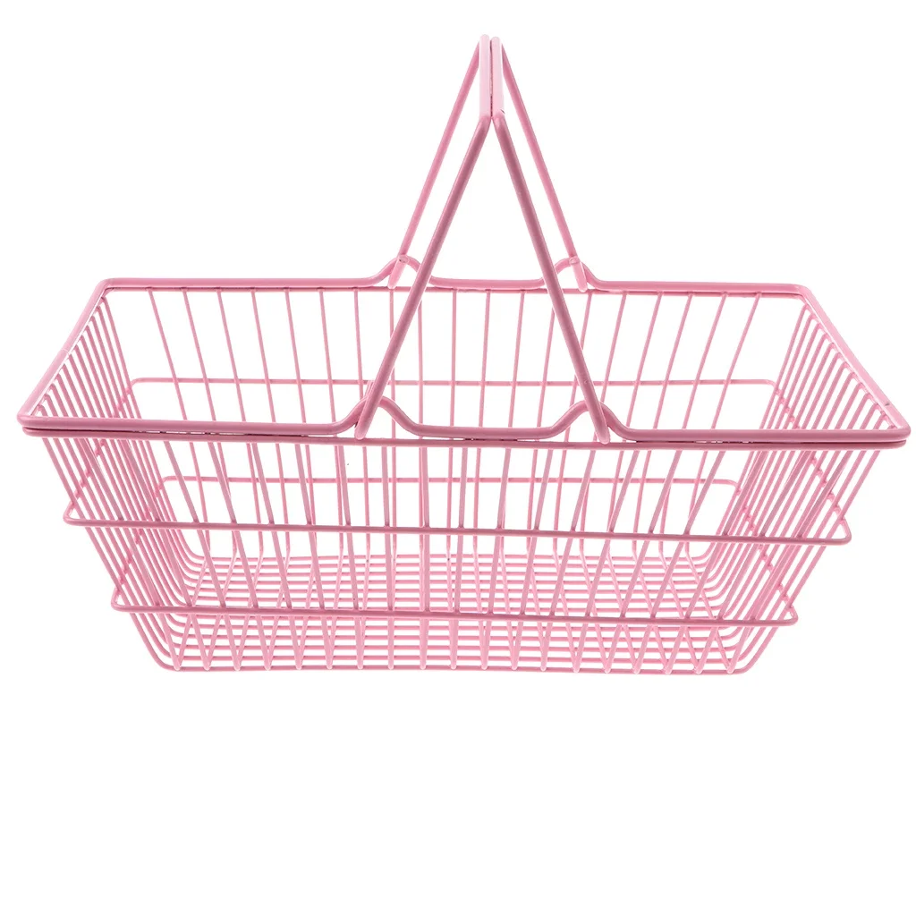 Factory Custom Size Color Stainless Steel Mini Nail Polishes pink Shopping Baskets for Retail Stores