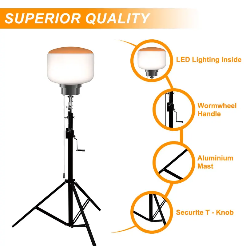 Factory High Quaily Portable Tripod LED Dimmable RGB Mobile Balloon Lights Tower for Outdoors Industrial Events Camping Lighting