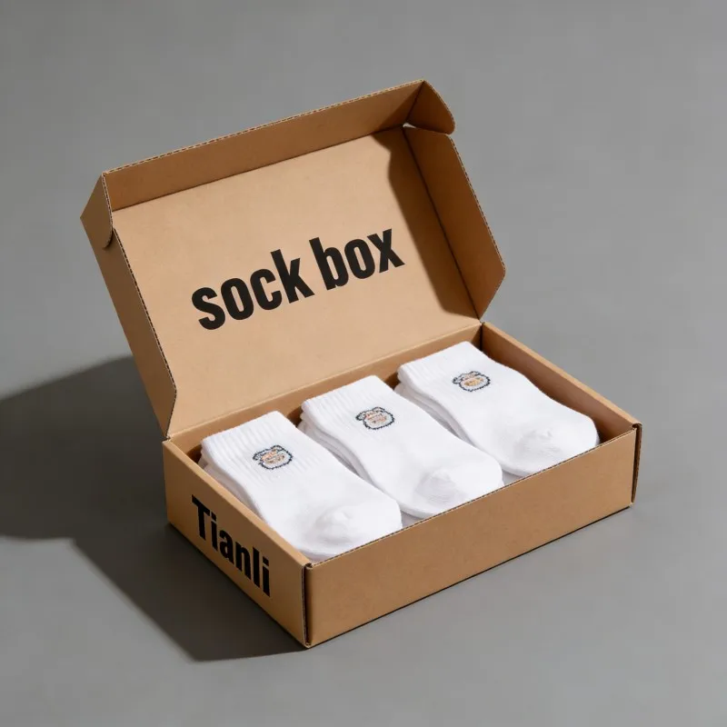 Cyfrowy nadruk, dostosowana logo skrzynka z papieru kraftowego do pakowania skarpetek, ekologiczne, dostosowane opakowania odzieżowe, skrzynki kartonowe