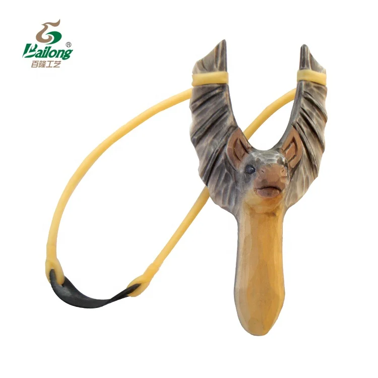 BSCI Factory Hand Carved Natural Wood Crafts Bird Shape Wood Toy Slingshot