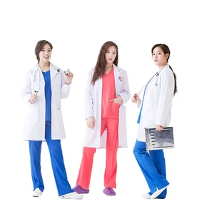 Summer Quality Spa Work Clothes Beauty Salon White Robe Frosted Lab Coat Hospital Nurse Uniform Custom Surgical Polyester/Cotton
