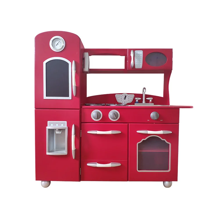 Brand New Large legno rosso bianco bambini finta gioca cucina