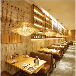 JACKSUN Rattan Chandelier Creative Retro Japanese Design Pendant Lamp for Bedroom Dining Room Personalized Pendant Lights