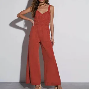 Strap Sleeveless Jumpsuits Summer Casual Jumpsuit Rompers Loose Wide Leg Pants Trumpet Jumpsuit Trousers
