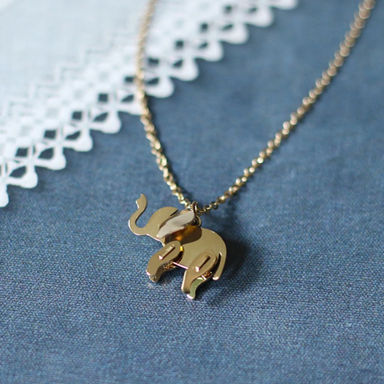 Lucky Elephant Necklace: Gold Plated Good Luck Charm Necklace 