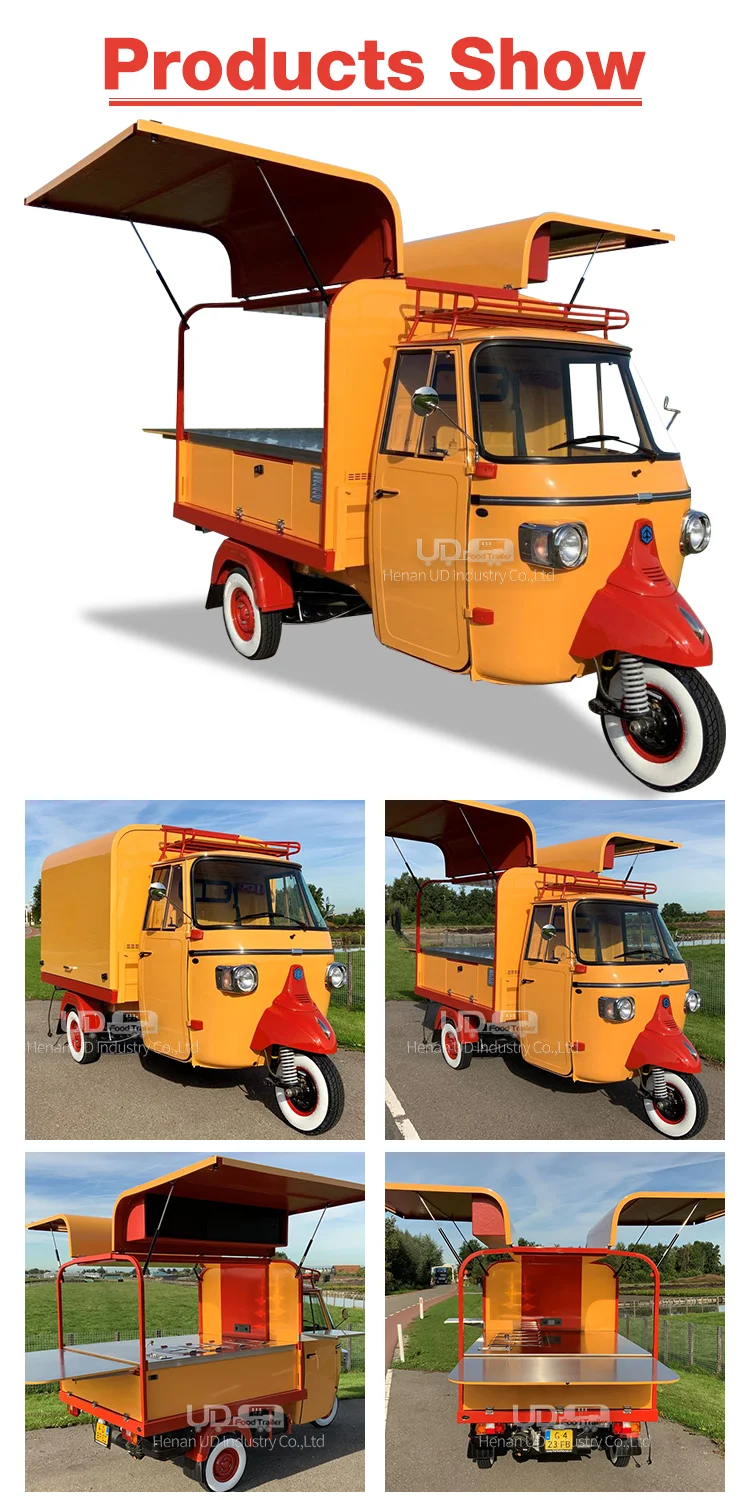 Custom Fried Generator Piaggio Ap Electric Coffee Food Van Selling Hot Dog Food Cart Ice Cream