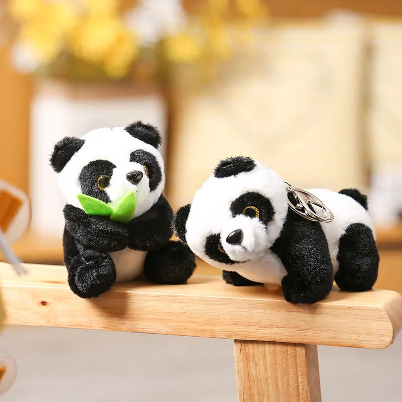 Porte-clés en peluche panda mignon de dessin animé, jouets tendance, poupée  faite à la main, porte-clés, chaîne, animal en peluche kawaii