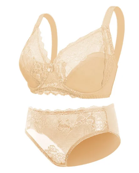 Ensemble Lingerie Dentelle Soutien-gorge 100D + Culotte Taille 46/48 - Rose, Neuf Sans étiquettes