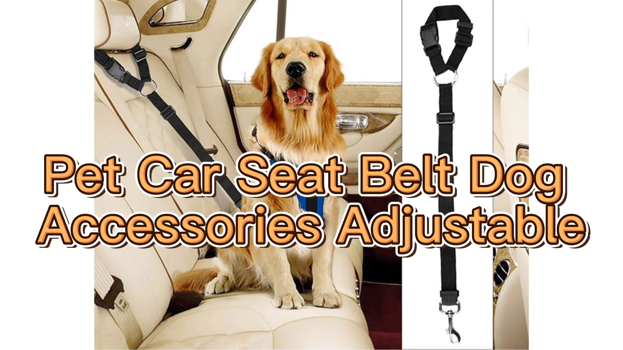 Customized Adjustable Pet Dog Seat Belt Reflective Dog Car Retractable