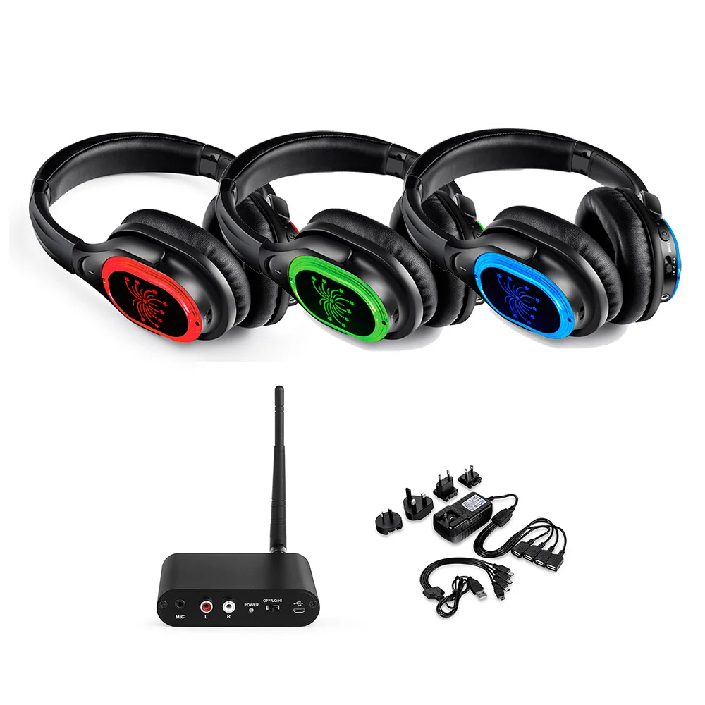Bulk Buy Multi Channel Upgraded LED Silent Disco Equipment RF998B Customized Logo for Silent Disco DJ