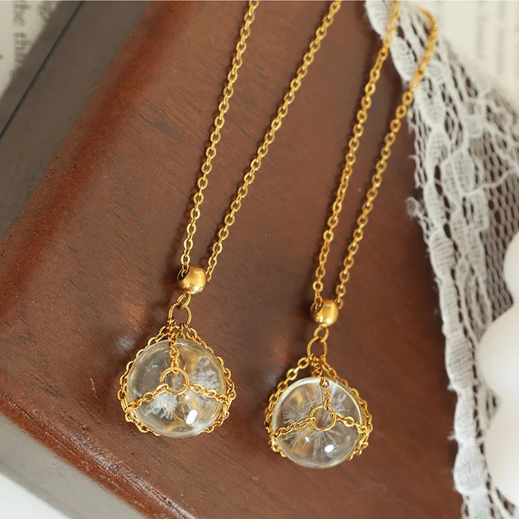 18K Gold Plated Crystal Ball Pendant Necklace Clavicle Chain