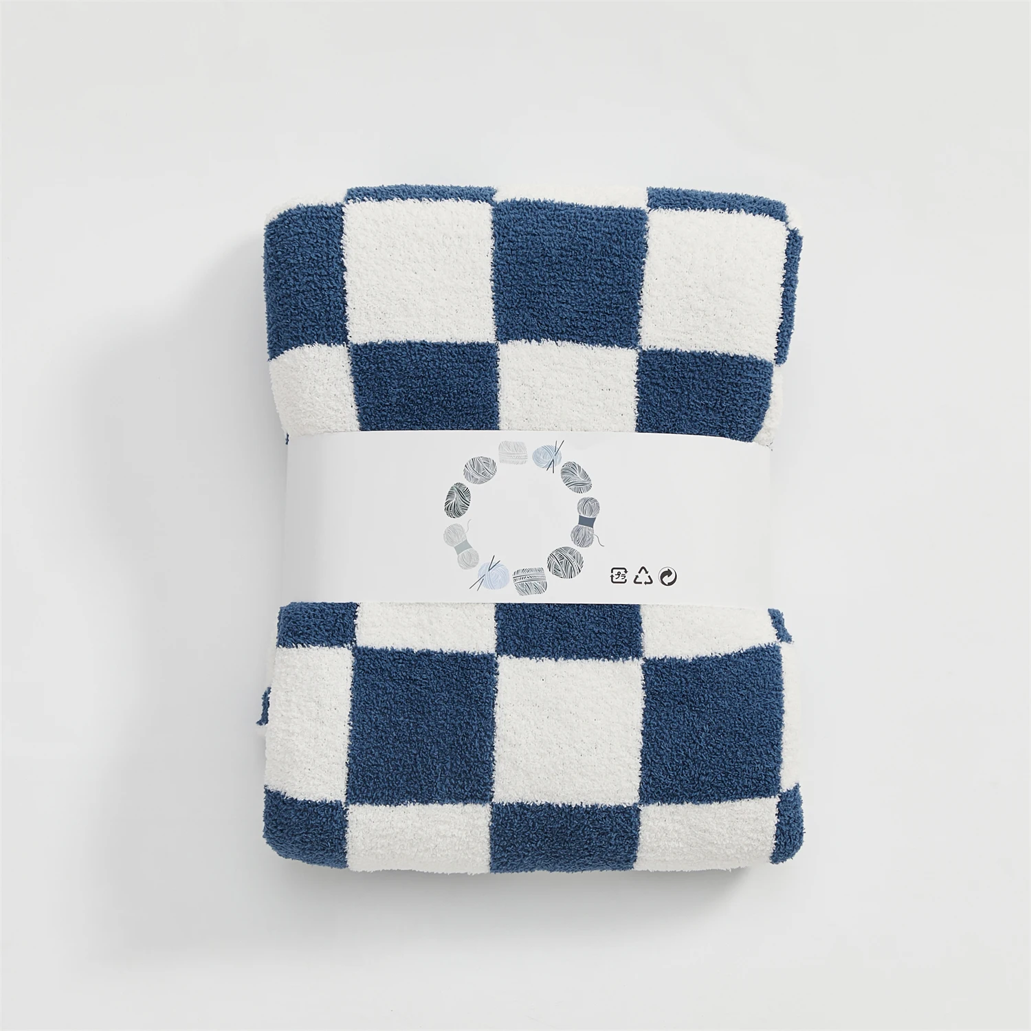 product high quality hot sell  low moq baby bedding checkerboard knitted blanket 2840 for chidren qpg-62