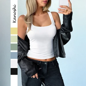 Women's Lightweight Sleeveless Crop Tank Tops Soft Stretchy Breathable U Neck Design for Outdoor Spring Activities