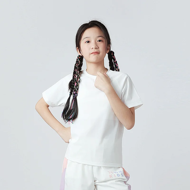 Custom Summer Children Tops Ice Silk 120-160cm Teenage Kids Pullover Quick-drying Short Sleeve Boys Girls Sports T-shirt