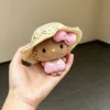 Sombrero de paja kt-cuero rosa-10cm-hebilla forma de corazón