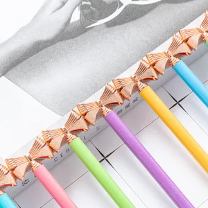 Wholesale Creative Bowknot Ballpoint Pen Metal Advertising Logo Printing Student Stationery Animal-Style Oil Promotional Stock