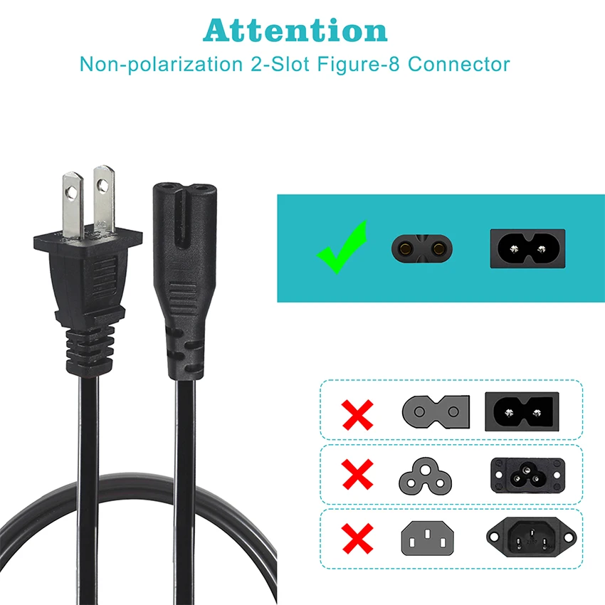 Cavo Di Alimentazione Kentek 6 Piedi NEMA1-15P A IEC60320 C7 – 18AWG, 10A 125V, Nero