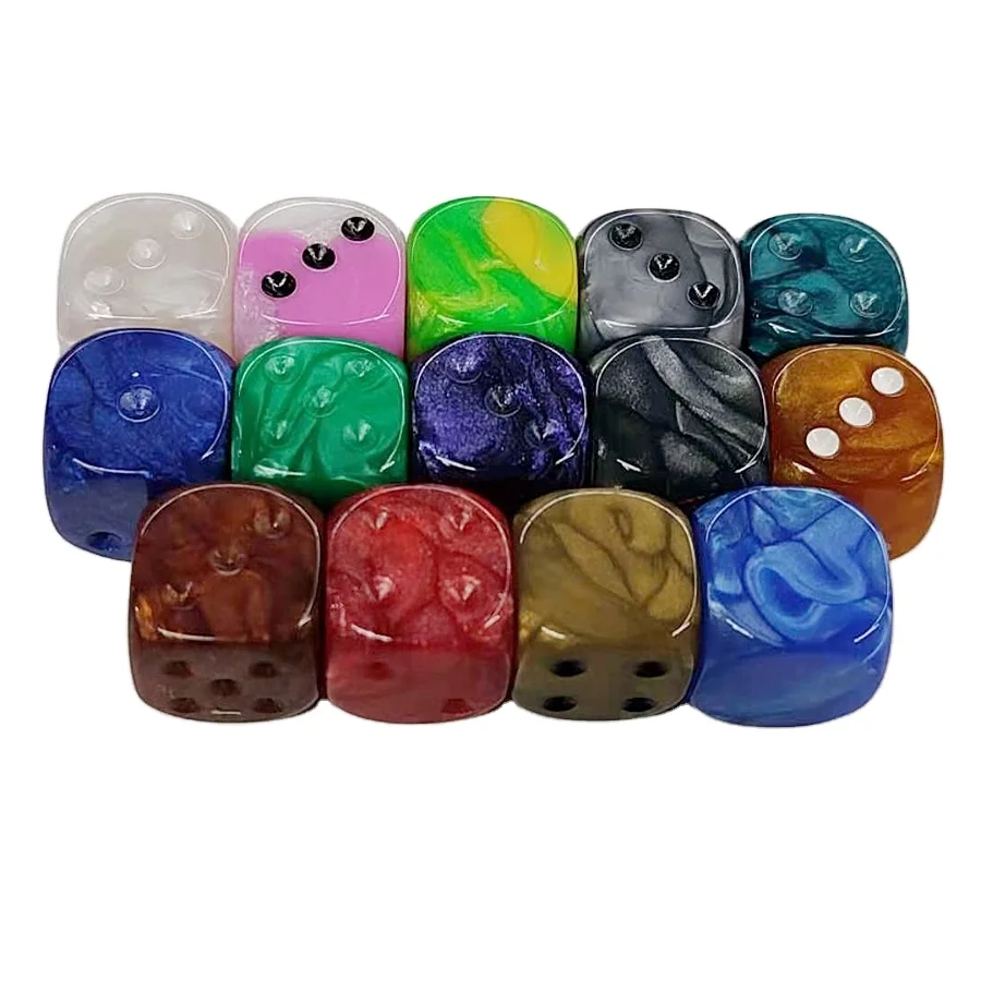 Wholesale 16mm Round Corner Colored Plastic Dice with One Side Blank Customized Color & Logo for Board Games and Promotions