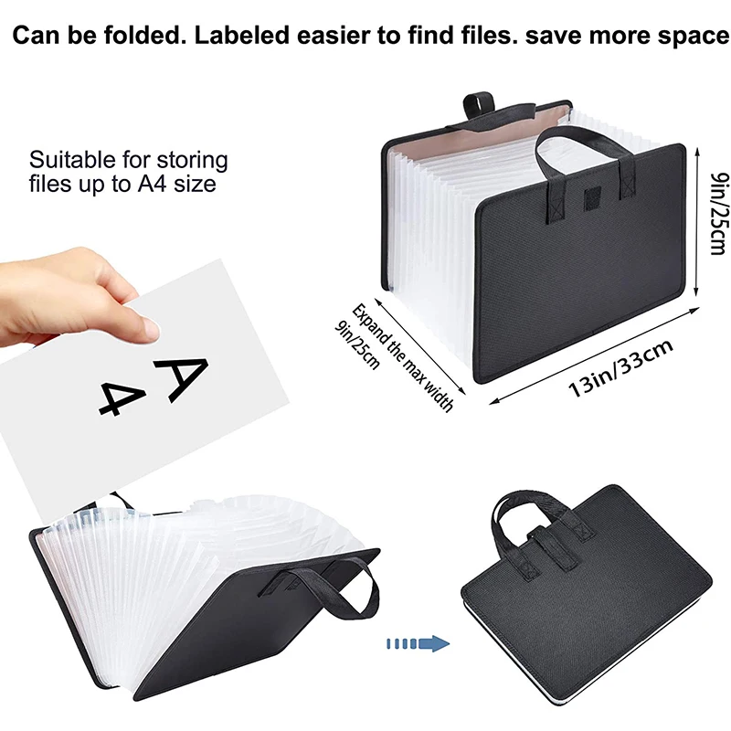 Expanding Accordion File Folder 24 Pockets, Alphabetical Expandable File Organizer for Document Paperwork Tax Bill or Receipt