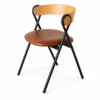 Brown Waxed-Leather Look Seat, Black Steel Frame
