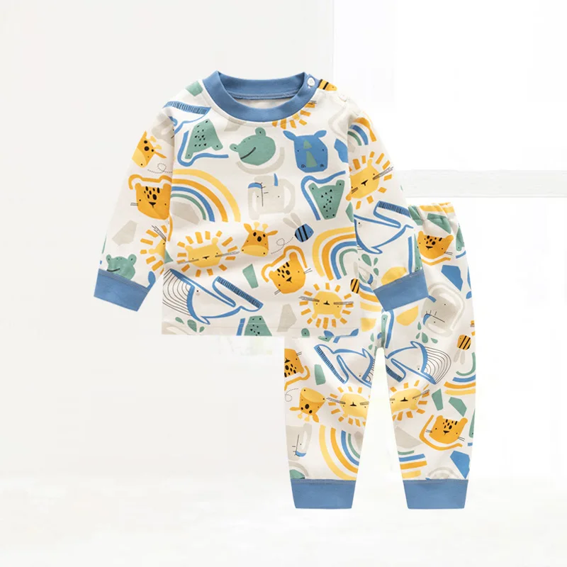 Spring Kids Unisex Cotton Clothes Set Toddler Girls Solid Color Pant ...