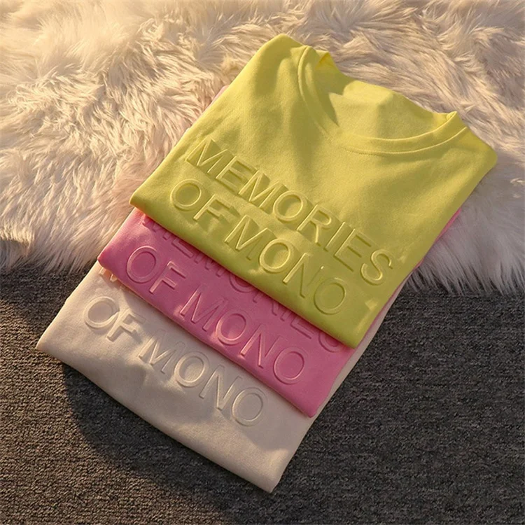 Custom Logo High Quality Embossing Men Emboss T-shirts 3d Embossed