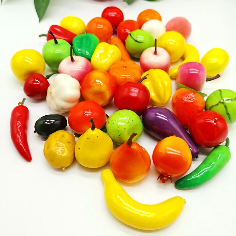 L06 Lifelike Plastic Pitaya Pear Realistic Fruits Vegetables Decor Simulated Artificial Fruits for Table Cabinet Display
