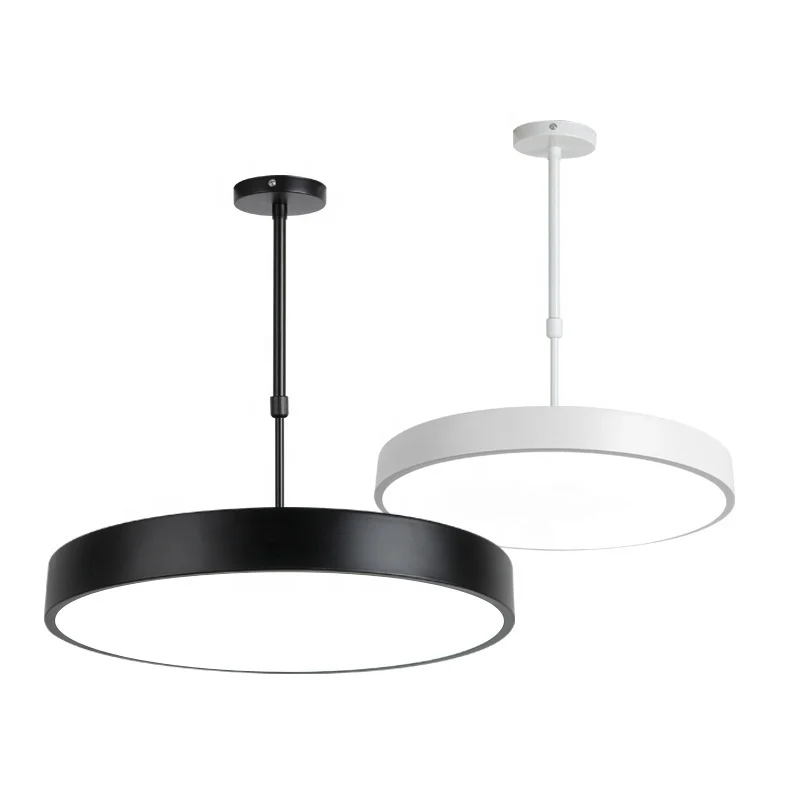 Modern Pendant Lighting Iron Rod Round Black Chandeliers Ceiling Pendant Lights for Kitchen Island Restaurant Cafe