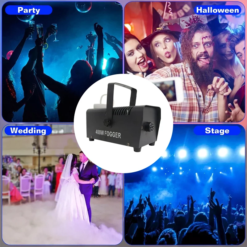 Remote Control 400W Portable Fog Machine  with Led RGB Color Mini Smoke Machine for Wedding/Party/Festivle