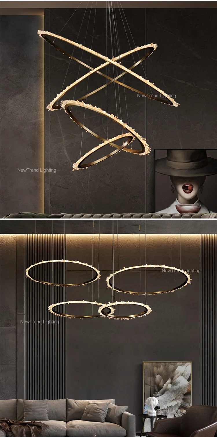 cpl 230 modern minimalist style circular crystal chandelier living room dining room decorative led pendant light  -5