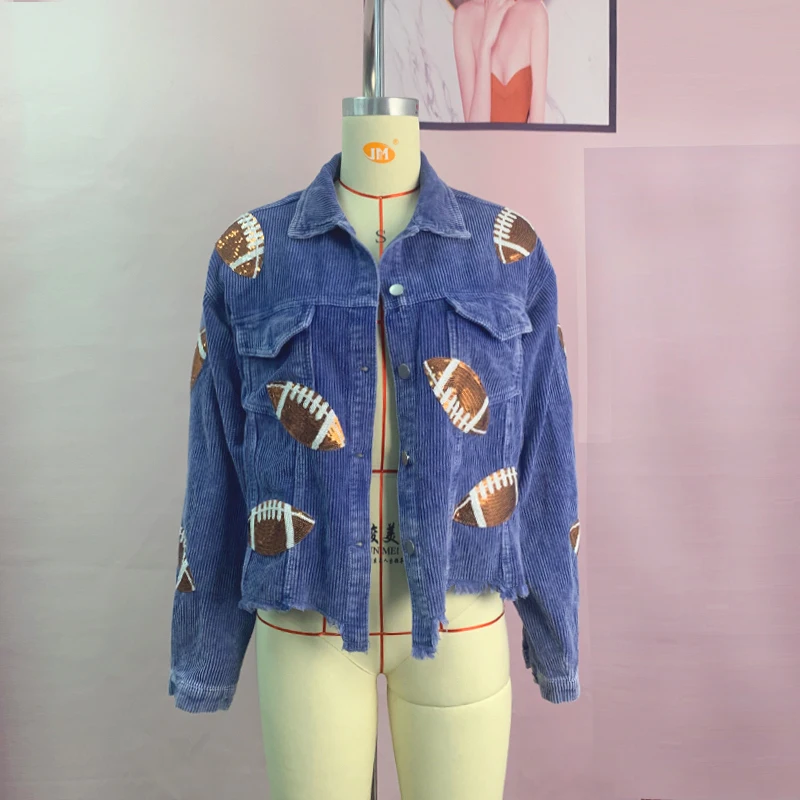 Giacca shacket in velluto a coste con ricami paillettes_voghion.com
