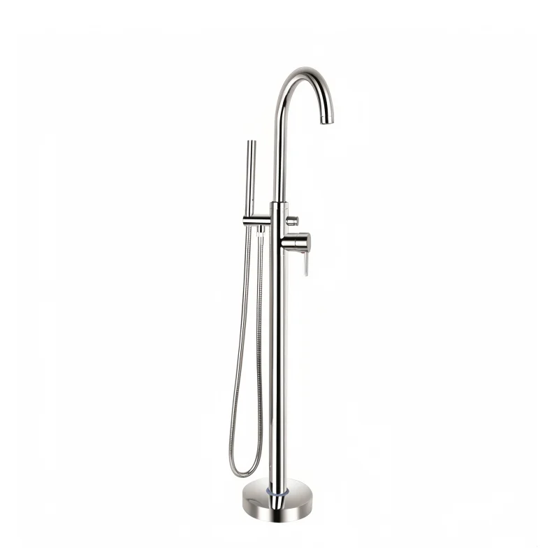 Modern Floor Mounted Bath Shower Mixer - Chrome 