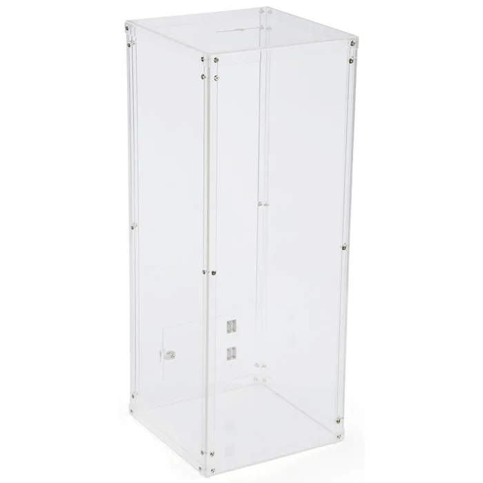 Clear Large Acrylic Rectangular Donation Box with Lock Floor Stand Acrylic Ballot Case Suggestion Box for Raffle Ticket Funds