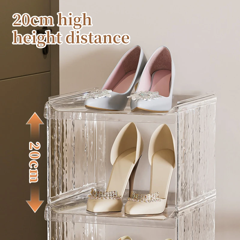 Haixin Combined Type Shoe Rack Transparent Plastic Storage with High Spacing Combined Design to Store All Shoes