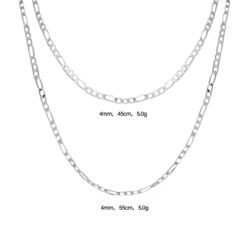 Elfic Hip Hop 4mm Chains Vermeil Silver Color Figaro Necklace Link chain 925 silver jewelry