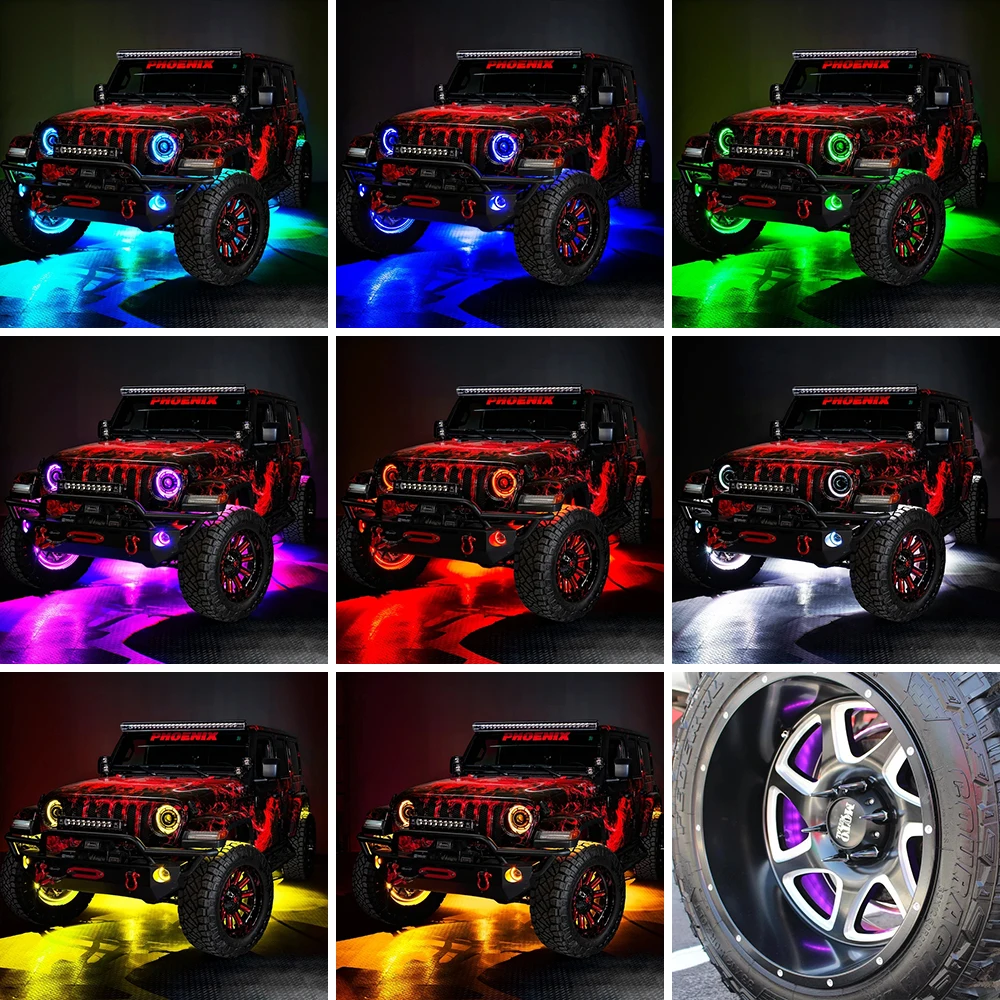 ''multicolore Double RVB changement de vitesse roue anneau jante  lumières VTT roues pour camion véhicule roue Kit hors route