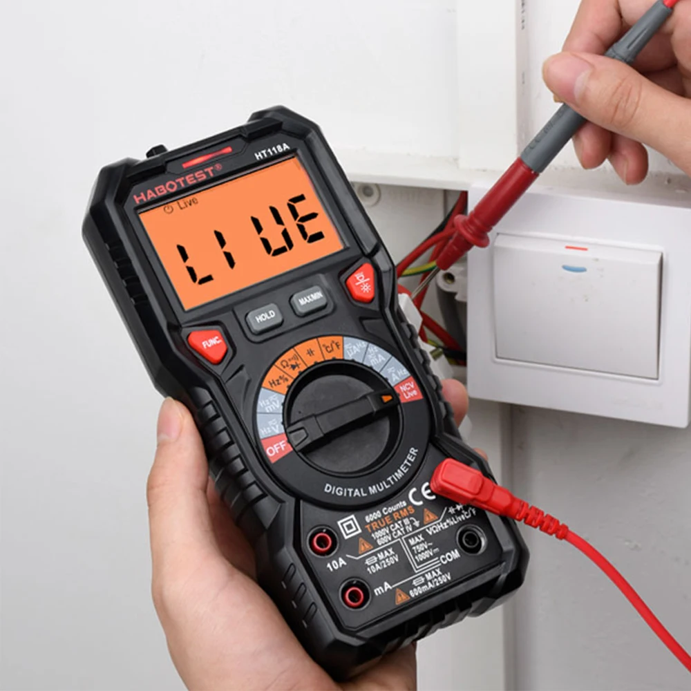 Kingsdun HT118A Professional Digital Multimeter with Test Probe Leads True RMS Auto Range Digital Multimeter Tester