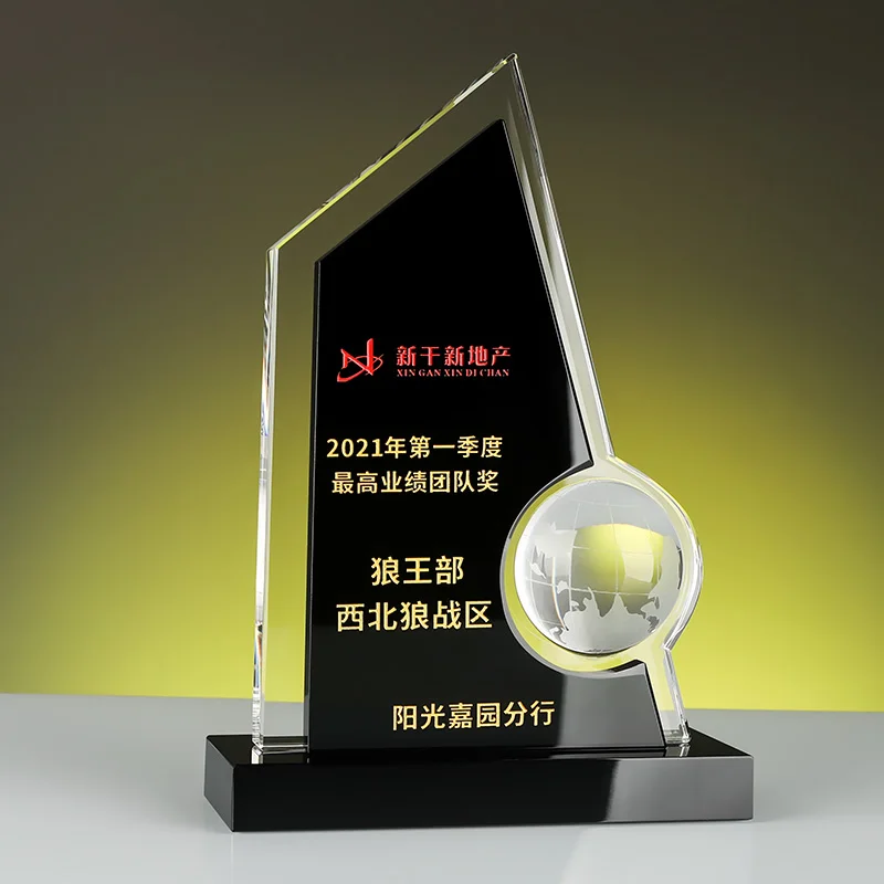 high quality  k9 crystal  trophy awards personalized souvenir gift  fasion shape Sailing trophy