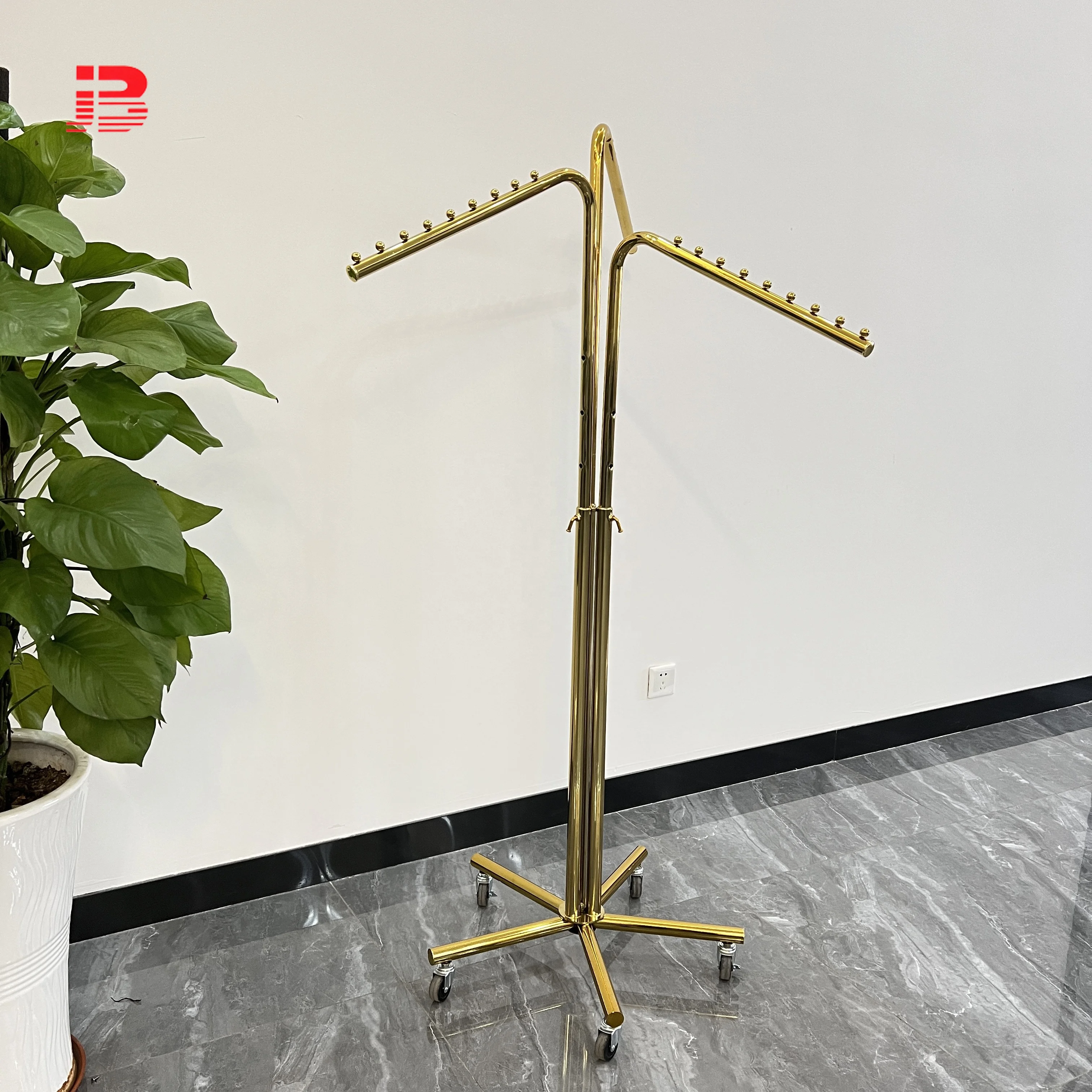 Heavy-duty Metal Garment Gold Clothing Display Rack manufacture