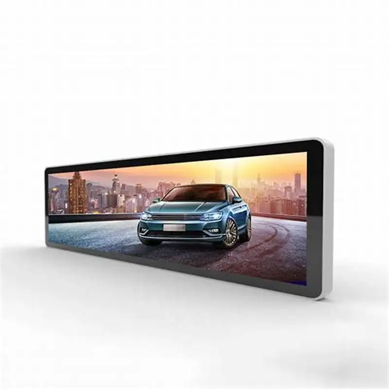 65,7 inch uitgerekte balk LCD-display, digitaal display met ondersteuning voor 3840 (RGB) × 578, afmetingen 1681 mm × 278 mm × 45 mm, LCD-advertentiedisplay