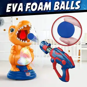 ITTL Dinosaur Shooting Toy Movable Scoring Shooting Target Game with Air Gun EVA Foam Ball Light Sound Educational Toys for Kids