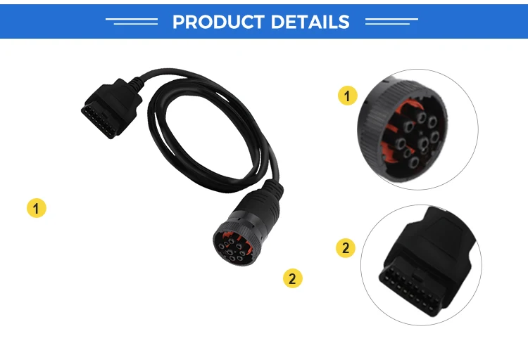 product custom cables black obd2 obdii 16pin j1939 eld cable-3