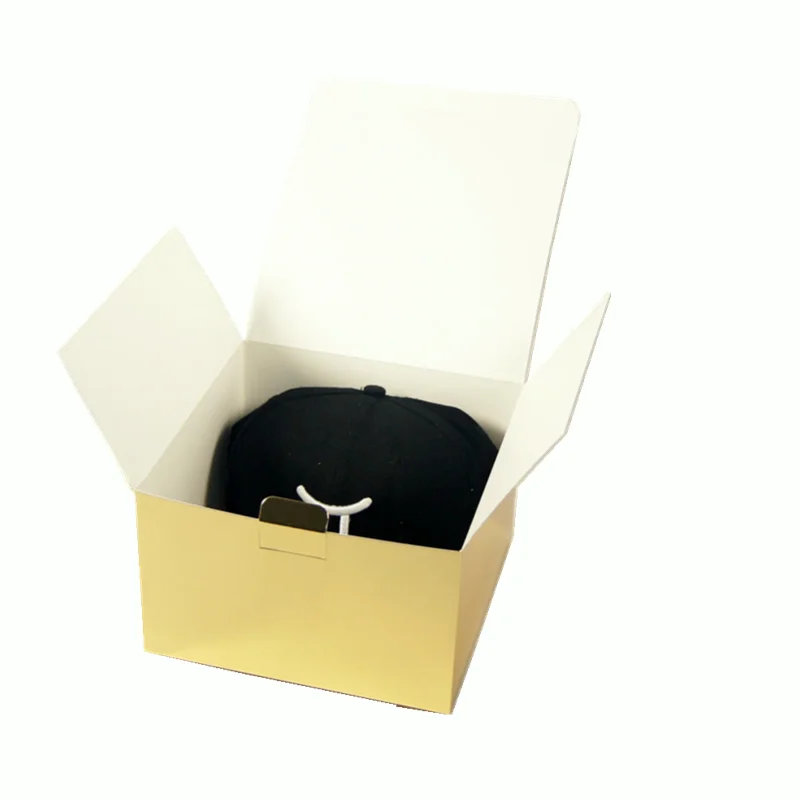 China Supplier Wholesale Flat Packed Baseball Hats Peaked Paper Box Snapback Hat Gift Box Black