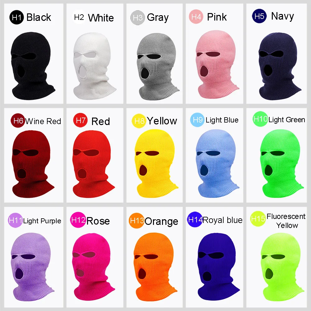 2020 Balaclava Custom Knitted 3 Holes Embroidery Ski Mask Balaclava Face Mask Pink Neon Balaclava Hat Ski MaskHot Sale
