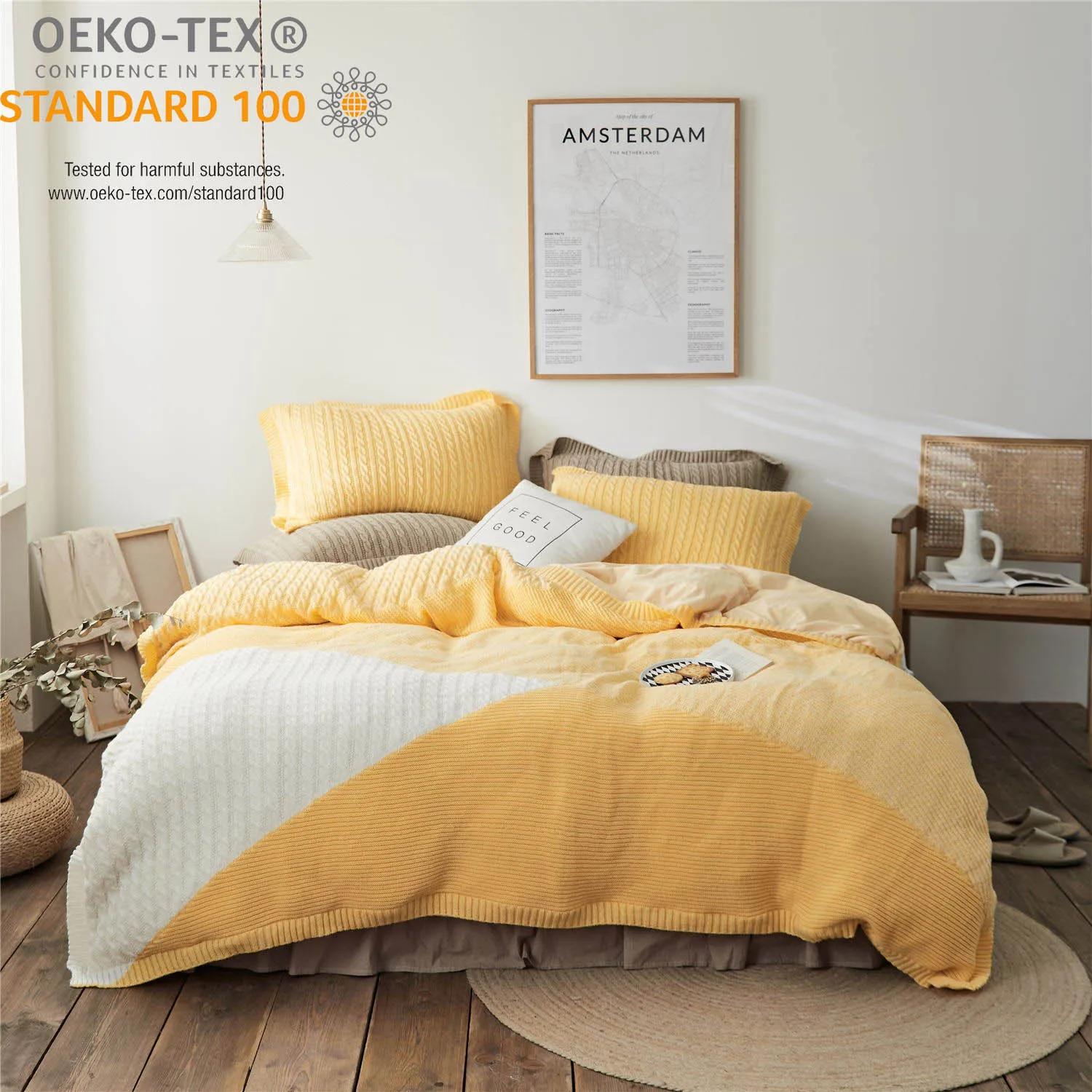 Dn Теплый Зимний Роскошный Мягкий Трикотажный Плед Акриловый Четырехместный Пододеяльник