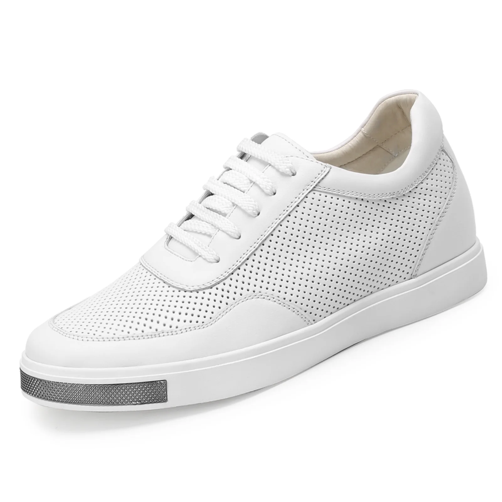 White Height Increasing Sneakers for Men 6CM Lift
